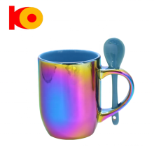 Patterned Coffee Electroplating Mug With Spoon